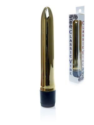 Klasyczny smukły gładki wibrator uniwersalny 18cm złoty