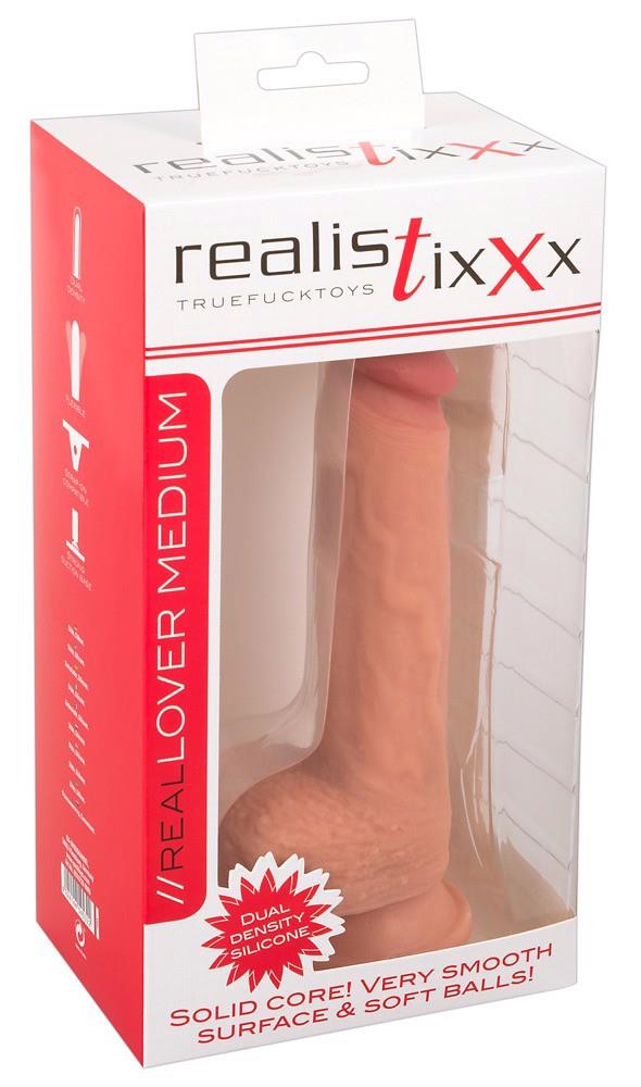 Realistyczny elastyczny penis dildo z jądrami 21cm 127555 redarena pl