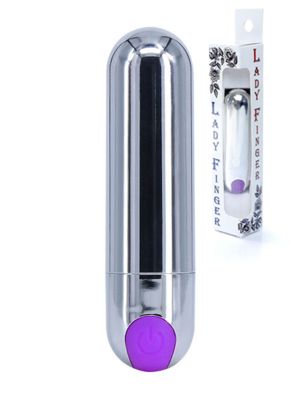 Mini masażer łechtaczki mały wibrator 10trybów 7cm srebrno fioletowy