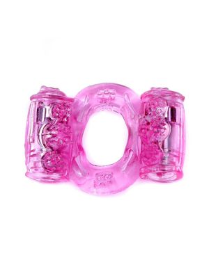 Pierścień erekcyjny na penisa podwójnie wibrujący różowy
