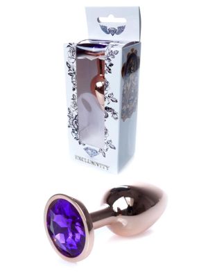 Korek analny ozdobny z kryształkiem metalowy 7cm fioletowy