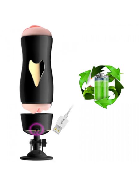 Masturbator automatyczny z wibracjami pochwa i namiętne usta czarny - 27