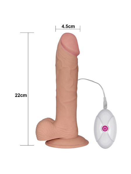 Dildo sztuczny penis eko skóra realistyczne wibracje 22 cm - 3
