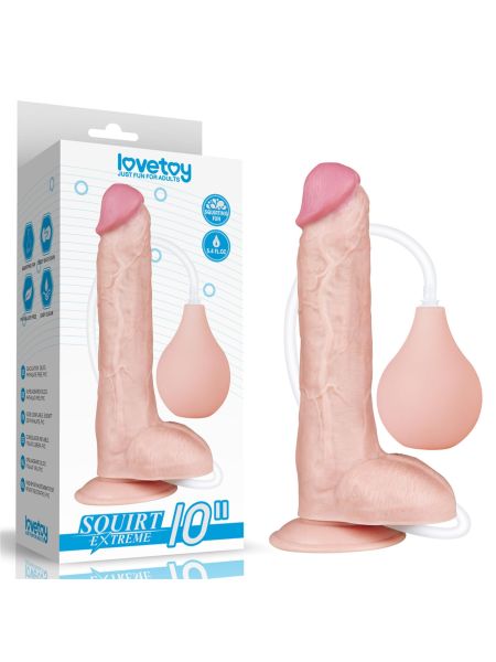 Cieliste żylaste dildo penis funkcja wytrysku pompowane 25 cm
