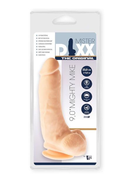 Penis grube żylaste cieliste dildo z mocną przyssawką 23 cm