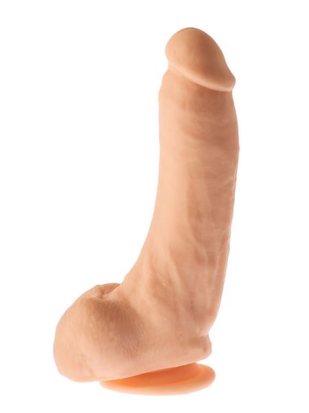 Penis grube żylaste cieliste dildo z mocną przyssawką 23 cm - 5