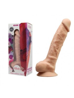 Sylikonowy cielisty duży żylasty penis z przyssawką 21,5 cm