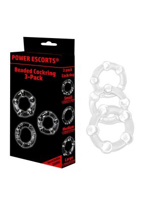 Beaded cockring 3 pack transparent in colour box