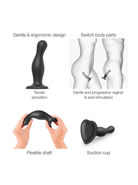 Miękkie fikuśne czarne opływowe dildo waginalne analne - 5