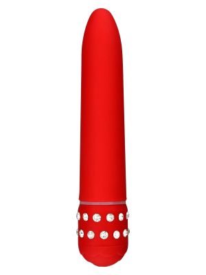 Klasyczny prosty wibrator gładki zdobiony 15 cm czerwony