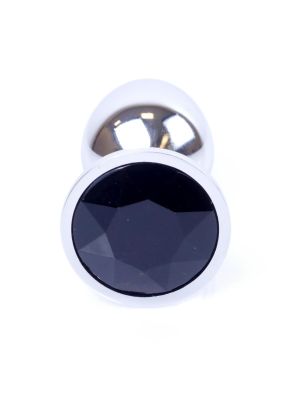 Metalowy korek analny stalowy plug kryształ 7cm czarny - image 2