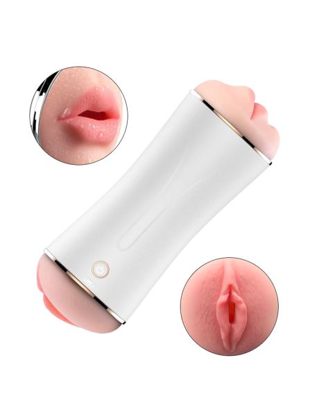 Masturbator podwójny wagina usta wibracje dźwięki USB - 2