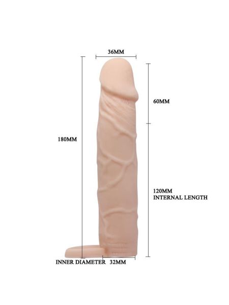 Realistyczna nakładka na penisa jądra przedłużająca 18cm - 5