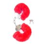 Kajdanki metalowe stalowe pluszowe futerko czerwone - 2