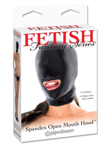 Maska BDSM na twarz głowę otwór na usta spandex - 4