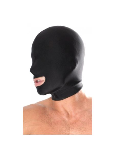 Maska BDSM na twarz głowę otwór na usta spandex - 5
