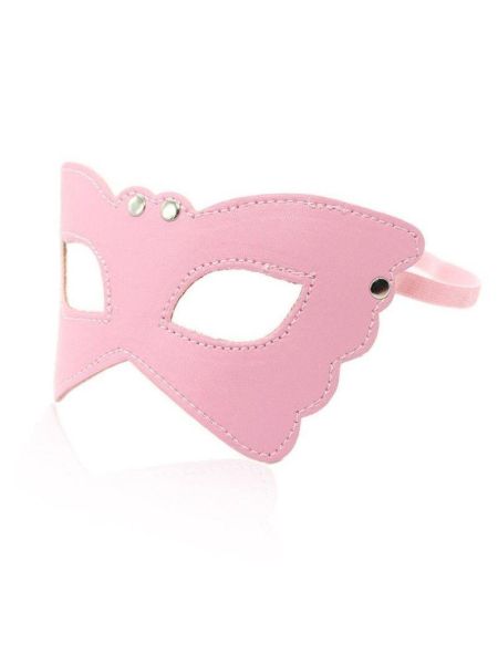 Maska skórzana na oczy twarz karnawałwa BDSM różowa - 3