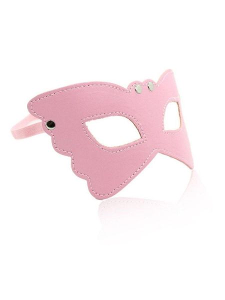 Maska skórzana na oczy twarz karnawałwa BDSM różowa - 4
