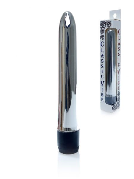 Klasyczny smukły gładki wibrator uniwersalny 18cm srebrny - 7