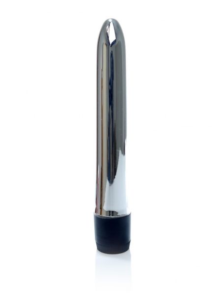 Klasyczny smukły gładki wibrator uniwersalny 18cm srebrny