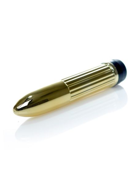 Klasyczny mini wibrator mały masażer podręczny 13cm złoty - 2