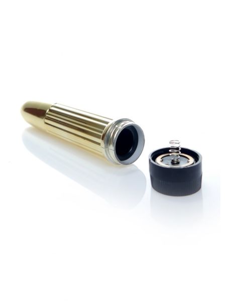 Klasyczny mini wibrator mały masażer podręczny 13cm złoty - 3