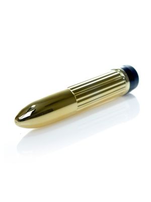 Klasyczny mini wibrator mały masażer podręczny 13cm złoty - image 2