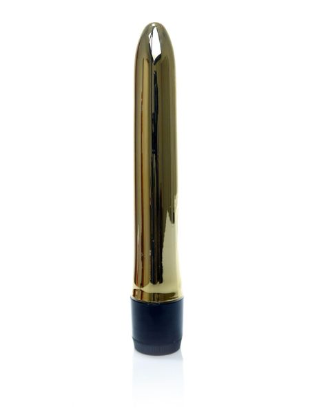 Klasyczny smukły gładki wibrator uniwersalny 18cm złoty - 2