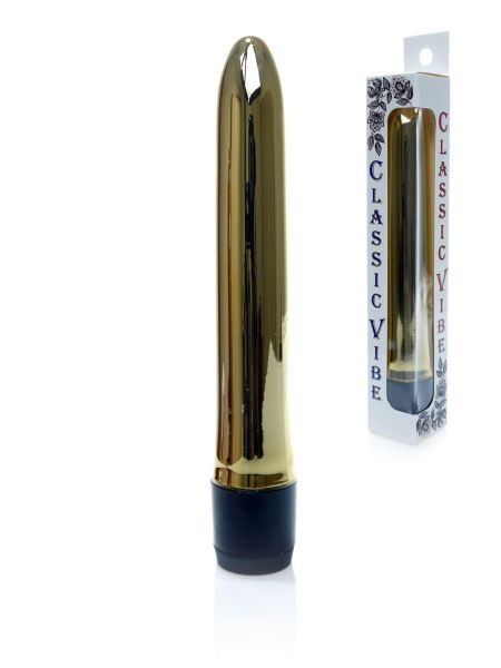 Klasyczny smukły gładki wibrator uniwersalny 18cm złoty