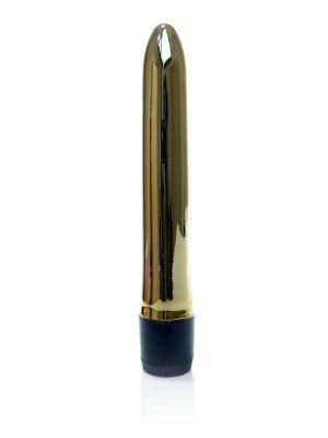 Klasyczny smukły gładki wibrator uniwersalny 18cm złoty - image 2