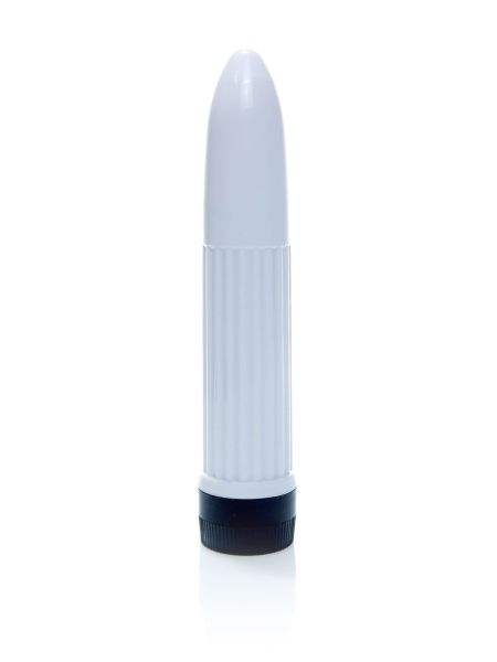 Klasyczny mini wibrator mały masażer podręczny 13cm biały - 2