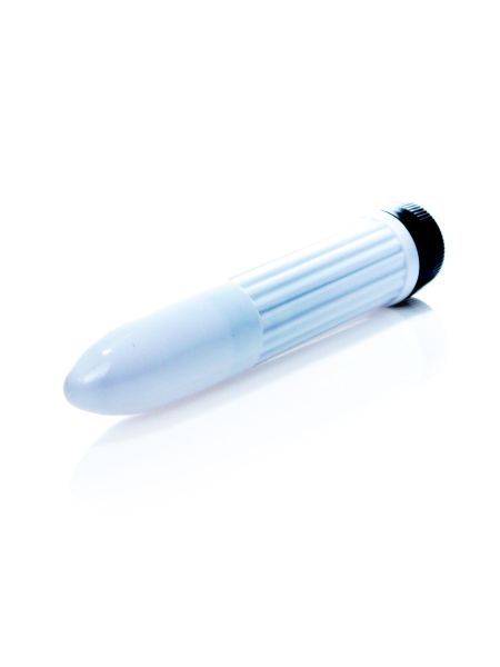 Klasyczny mini wibrator mały masażer podręczny 13cm biały - 3