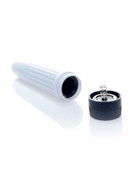 Klasyczny mini wibrator mały masażer podręczny 13cm biały - 4