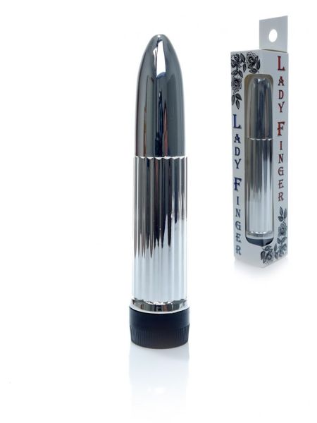 Klasyczny mini wibrator mały masażer podręczny 13cm srebrny - 6