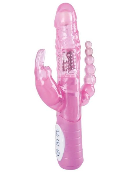 Wibrator 3 końcówki analny waginalny łechtaczka 22cm - 4