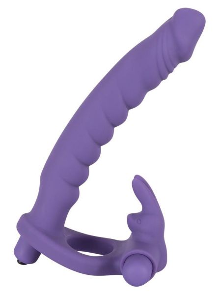 Penis z wibracjami i pierścieniem do podwójnej penetracji - 14