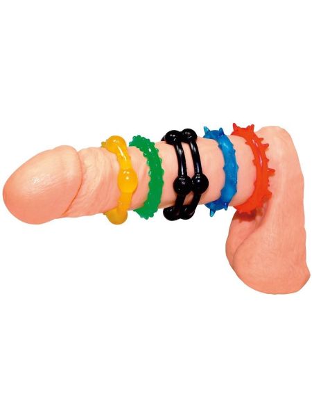 5 kolorowych pierścieni zacisków na penisa erekcja - 11