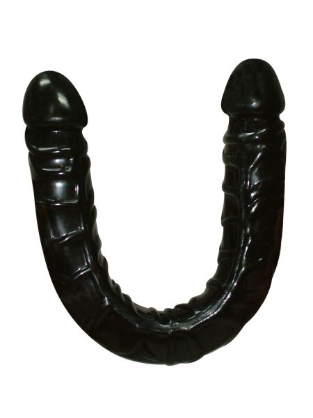 Podwójny elastyczny penis dildo lesbijskie czarne - 6