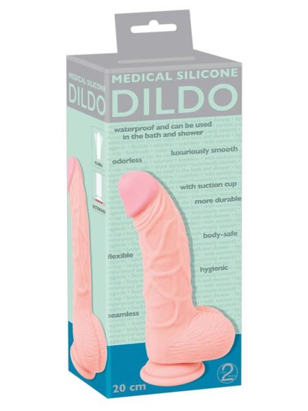 Realistyczny elastyczny penis dildo przyssawka 20cm