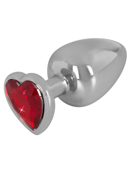 Korek analny metalowy plug kamień serce 9cm - 3