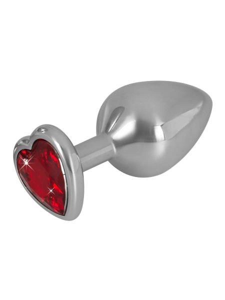Ozdobny korek analny z sercem kryształek plug 8cm - 4