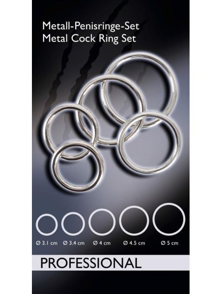 Zestaw 5 pierścień na penisa metalowy stalowy - 13