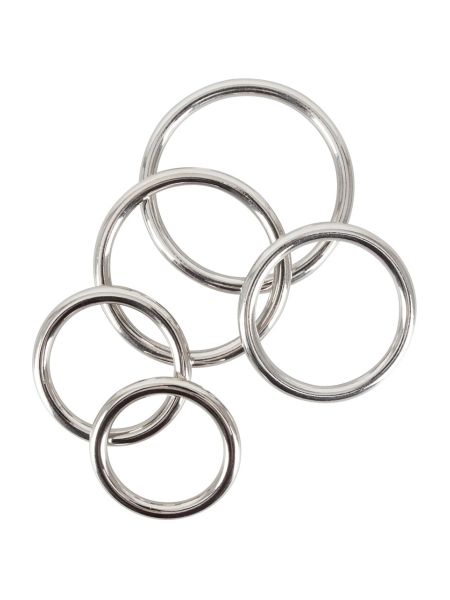 Zestaw 5 pierścień na penisa metalowy stalowy - 6