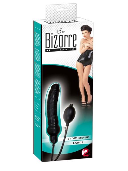 Czarne nadmuchiwane dildo penis z lateksu 25 cm - 2