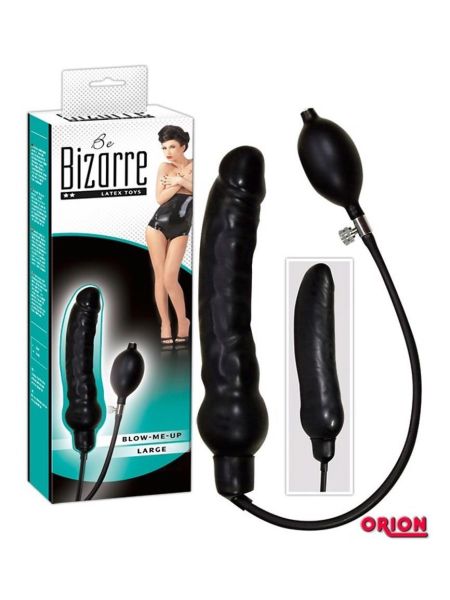 Czarne nadmuchiwane dildo penis z lateksu 25 cm - 7