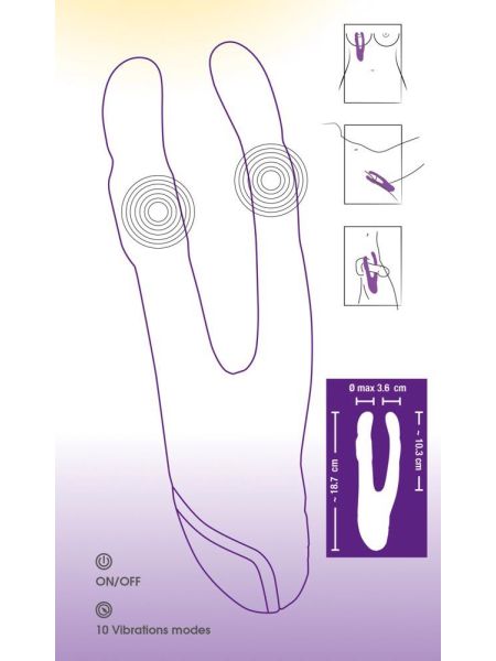 Wibrator 2 końcówki analny waginalny 10trybów 18cm - 14