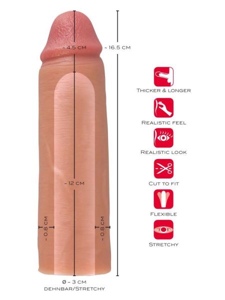 Realistyczna nakładka na penisa przedłużająca 4cm - 16
