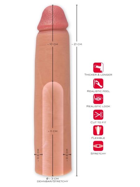 Nakładka realistyczna przedłuża penisa 10cm - 15
