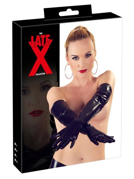 Rękawiczki lateksowe długie czarne unisex BDSM sex - 2
