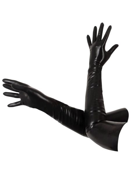 Rękawiczki lateksowe długie czarne unisex BDSM sex - 12